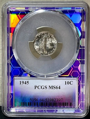 1945 Mercury Dime • PCGS MS64 • Trader Bea Core • Blast White!