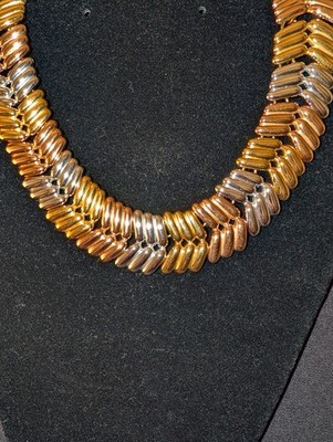 Vintage Monet Tri-Color Cleopatra  Choker Necklace 1980s