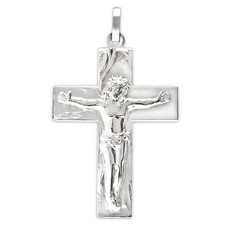 CLEVER SCHMUCK Silberner Anhänger Jesuskreuz 30 mm glänzend Echt Silber 925