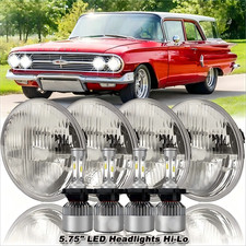 4pcs 5.75 Glass Led Headlights Bicolor Fit Chevrolet Camaro Caprice Biscayne Aa
