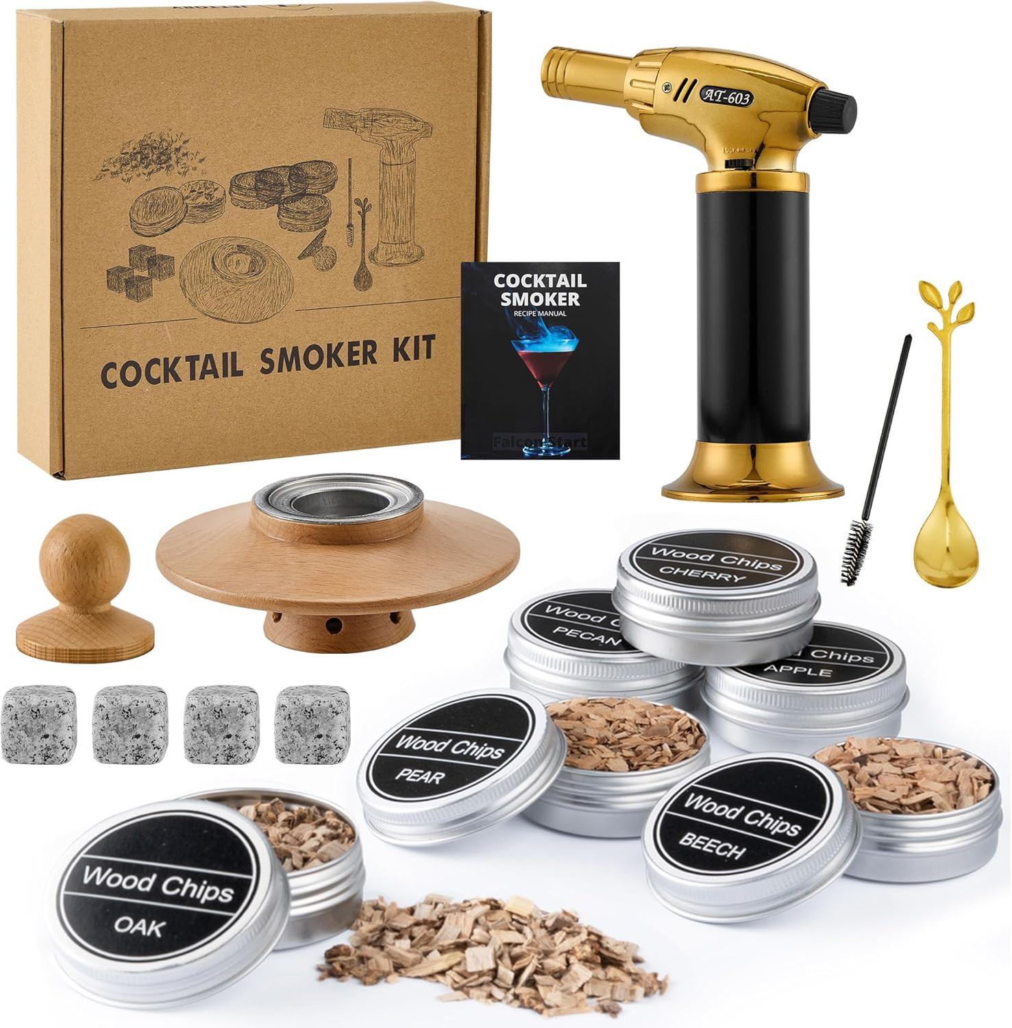 Crea Atmosfera con il Cocktail Smoker Set - 6 Essenze di Legno Pregiato