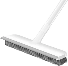 Floor Scrub Brush with 48-Inch Long Adjustable Handle 2 in 1 Scrape Brush Stiff 