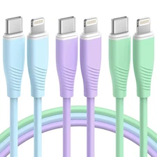 MenoSupp 3 Pack 6 FT USB C to Lightning Cable MFi Certified iPhone Charger Fast 