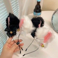 Plush Lace Cat Ears Bell Headband Korean Style Party Cosplay Accessory Women