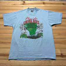 Vintage 1987 Florida Everglades Wetland Alligator Birds Nature T-Shirt USA - XL