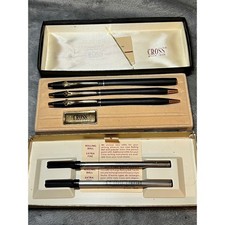 Cross Classic Black 2515 Trio Pen Pencil Selectip 23K Gold Trim Box Refills