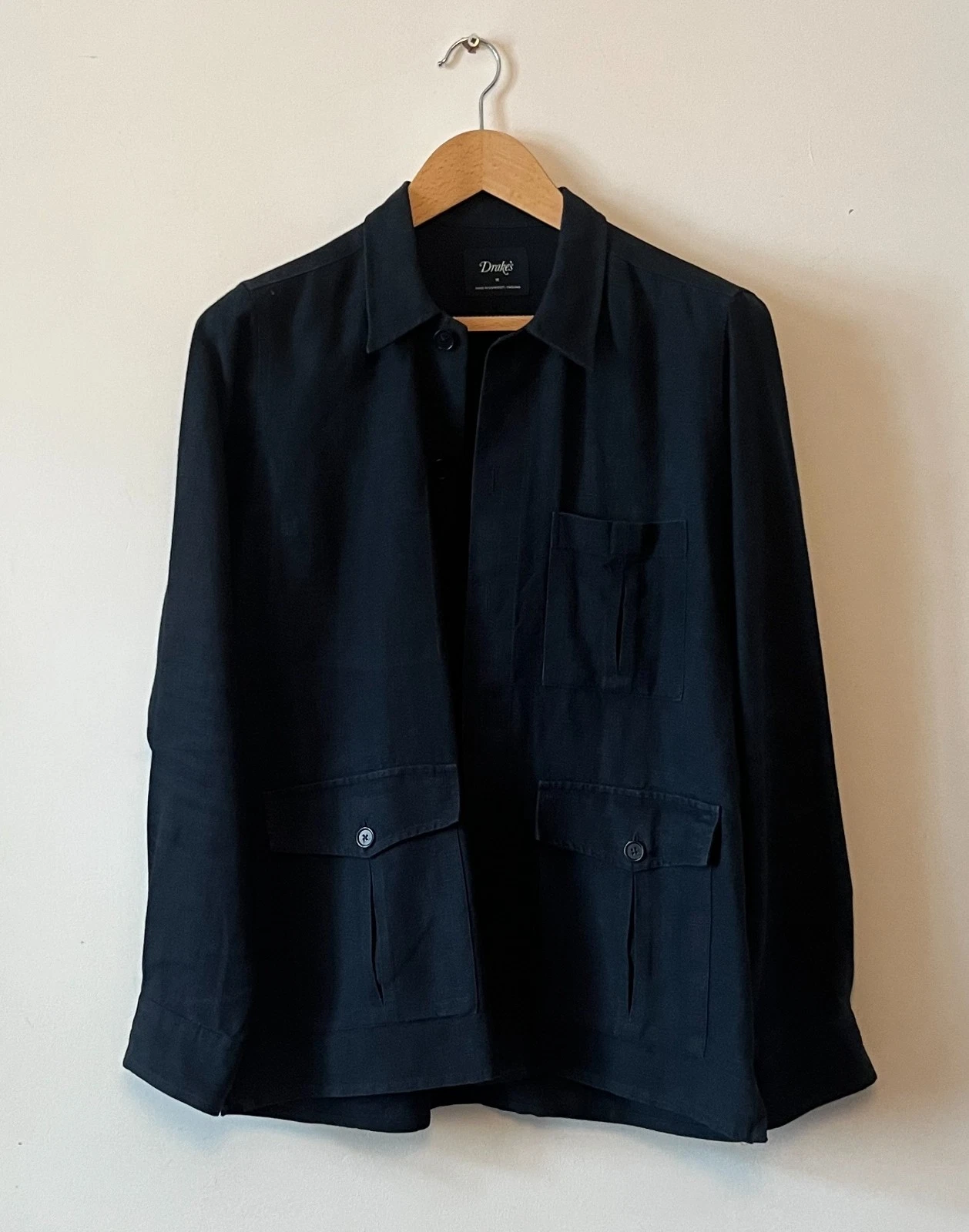 Drake's Navy Linen Chore Jacket - Size M - Made in England
