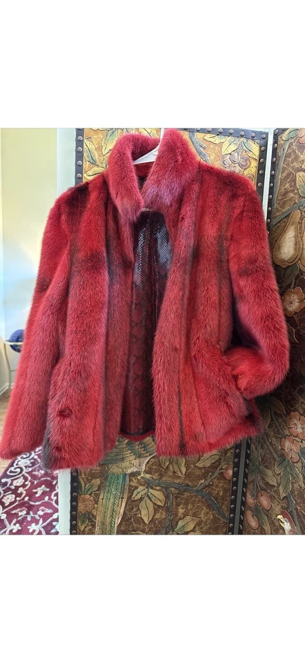 Reversible Mink and Leather Snake Print Jacket Size Medium - Image 4 of 4