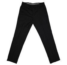 Dress Pants Mens Large 42R Black Flat Front Trousers Slacks Polyester Rayon