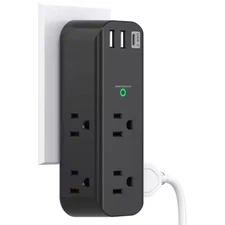 6-Outlet Extender with 2-Ports USB-A 1-Port USB-C Surge Protector with Rotating