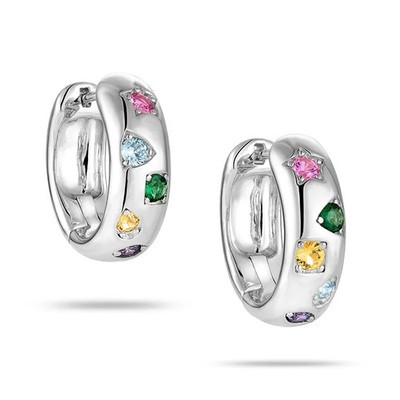 18K Gold Plated Colorful CZ Chunky Hoop Earrings Women Statement Jewellery Gift