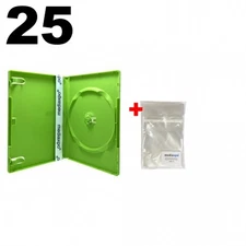 25 STANDARD Solid Green Color Single DVD Cases & 100 OPP Bags