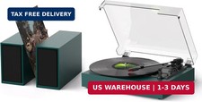 Retro Bluetooth Record Player with External Speakers, 3-Speed Belt-Drive Turntab