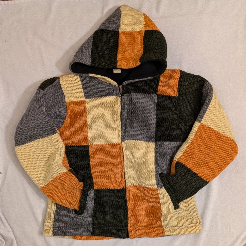 Handmade Wool Patchwork Hoodie Jacket Fleece Line… - image 2