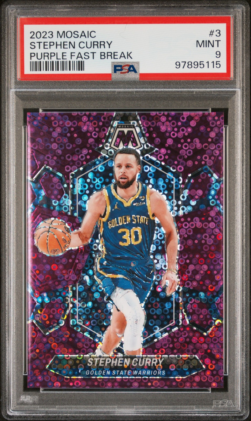 2023 PANINI MOSAIC PURPLE FAST BREAK #3 STEPHEN CURRY 24/50 PSA 9