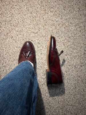 Bostonian Classics Burgundy Leather Wingtip Kiltie Tassel Loafers Size 9 D/B