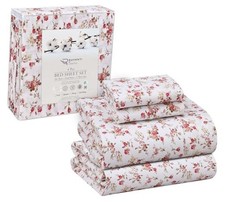  100% Cotton Sheets – Size Percale Bedding, Cooling & Breathable Queen Bouquet