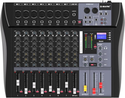 MR80S Audio Mixer Interface USB Bluetooth Mixing Console 8 Channel 48V Phantom P