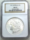 1921 Morgan Silver Dollar NGC MS63 Frosty White Premium Quality coin #R318E