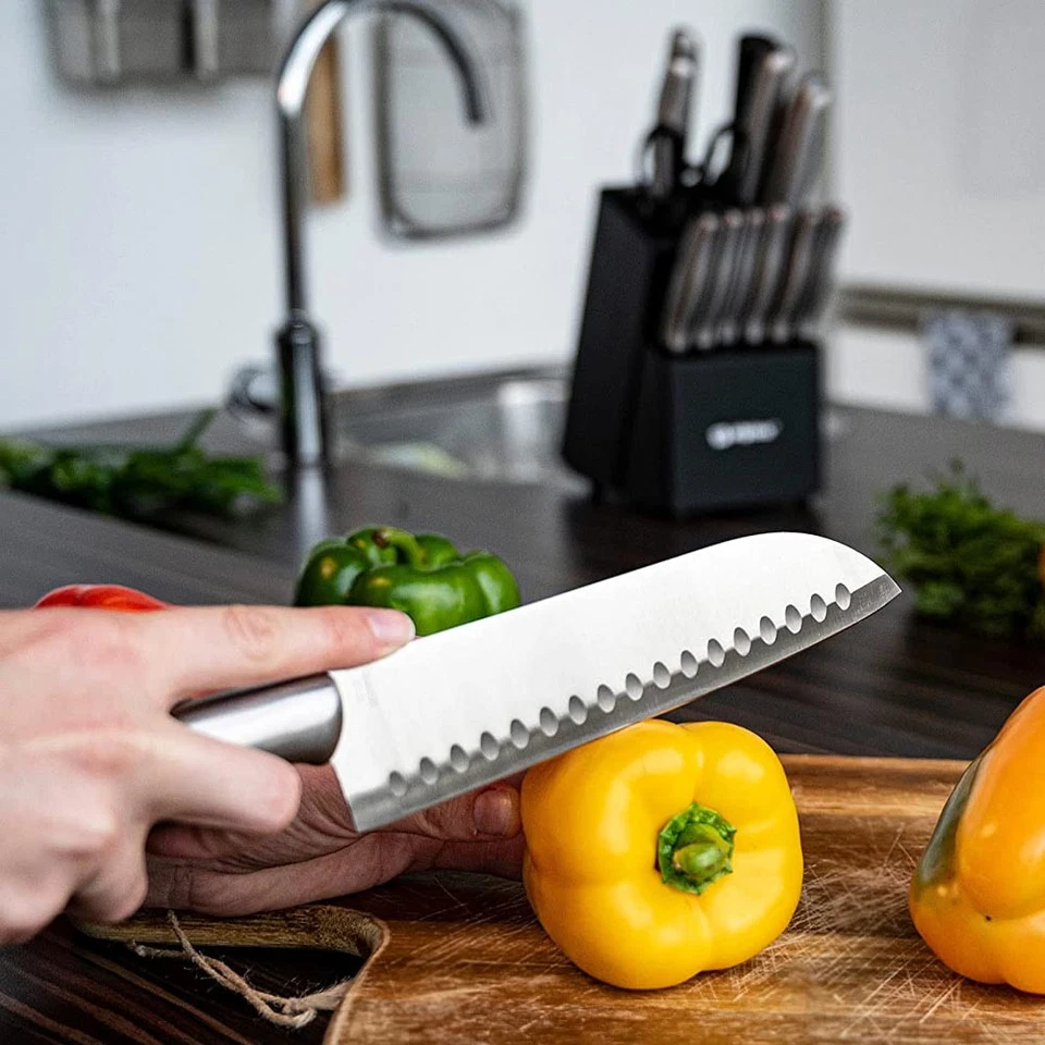 Set Coltelli 15 Pezzi Coltelli da Cucina Affilati con Blocco Supporto Multicolor - Immagine 4 di 4