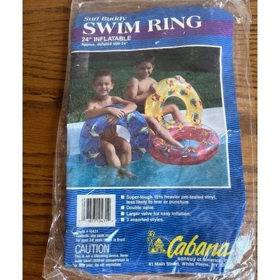 Vintage Cabana Sun Seeker Swim Ring 24'' Inflatable Swim Ring Yellow Bear Boombox