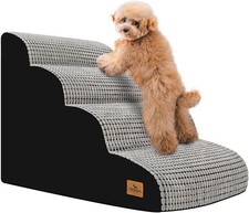 Dog Stairs for Small Dogs, 20.5" H 4 Step Curved Dog Ramp for High Bed and Couch