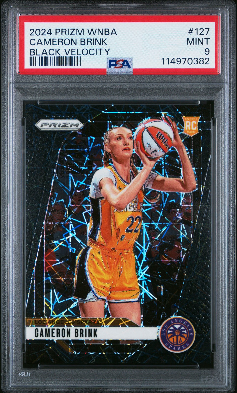 2024 PANINI PRIZM WNBA BLACK VELOCITY #127 CAMERON BRINK 35/39 PSA 9