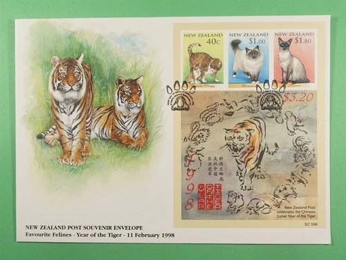 DR WHO 1998 NEW ZEALAND FDC NEW YEAR TIGER S/S CAT LR38713