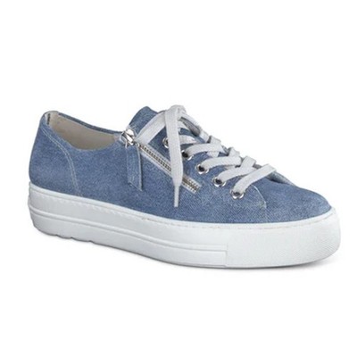 Paul Green Womens Skylar Sneakers UK 3.5 US 6 Blue Denim Canvas NWOB