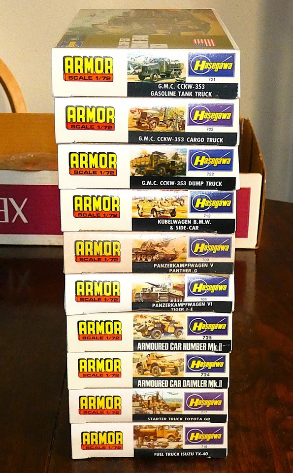 10 Hasegawa Mini Craft Tanks Vehicles Model Kits 1/72 German U.S. Japan British - Image 2 of 4