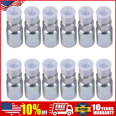 12 PACK HYDRAULIC HOSE FITTINGS: 1/2'' I.D. HOSE X 1/2'' NPTF MALE WITH COVER
