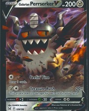 Galarian Perrserker V 129/196 Holo V Rare Lost Origin Pokemon Near Mint