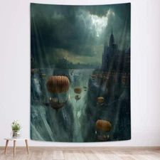 Medieval Gothic City 3D Extra Large Tapestry Wall Hanging Art Poster Fantasy