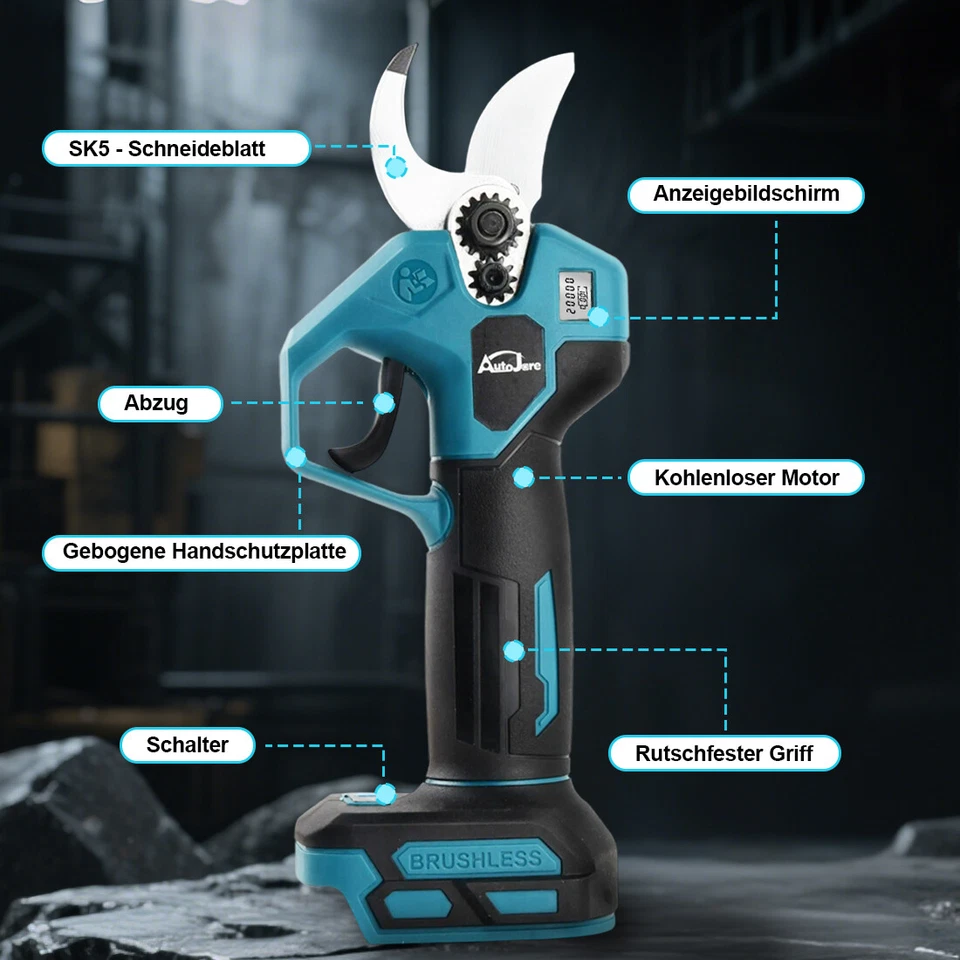 Akku Astschere Baumschere Elektrische Gartenscheren LCD Anzeige Für 18V Makita - Bild 3 von 4