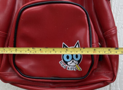 Fred Is Red Bad Kitty Vinyl Leather Red Small Backpack Purse 