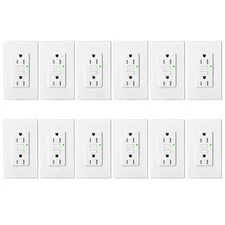 12Pack 15AMP GFCI GFI Safety Outlet Receptacle w/ Wall Plate LED Indicator TR WR