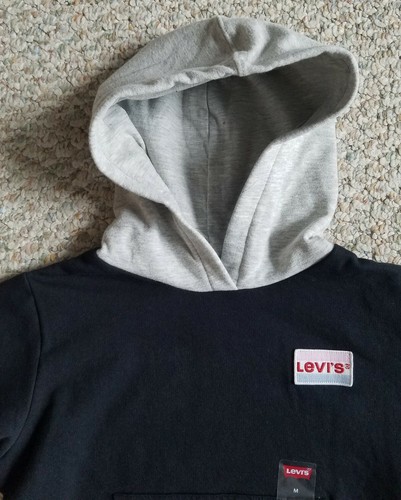 Levi's NEW w/Tags Youth Girls Black Contrast Cropped Hoodie Youth Size S - Imagen 3 de 12