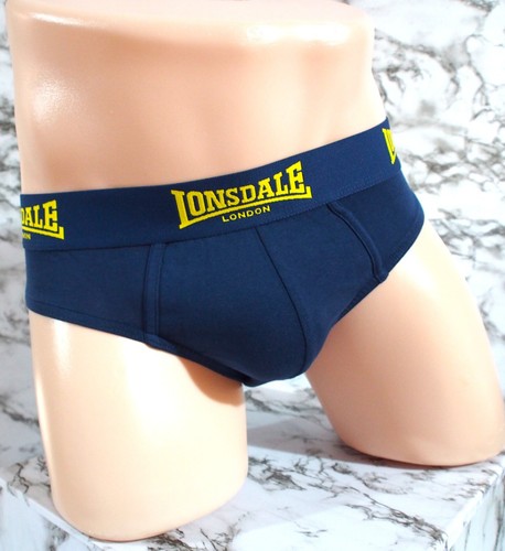 MEN'S LONSDALE COTTON/ELASTANE SPORTS PERFORMANCE NAVY/LIME BRIEFS SIZE MED - 第 3/10 張圖片