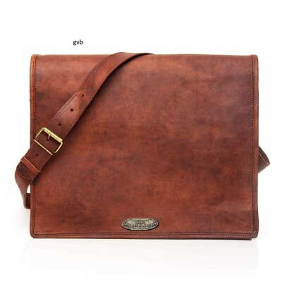18 '' Qualität Natürliches Leder Vintage Laptop Messenger Handgefertigte Satchel