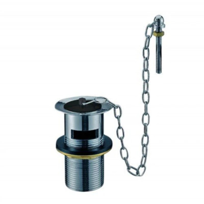 1 1/4'' verchromt Schlitz Messing Waschbecken Ablauf c/w Poly Stecker, Kette & Strebe