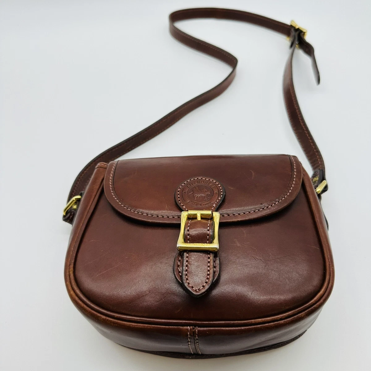 Vintage los Robles Polo Time Crossbody Handbag Leathet in Cognac
