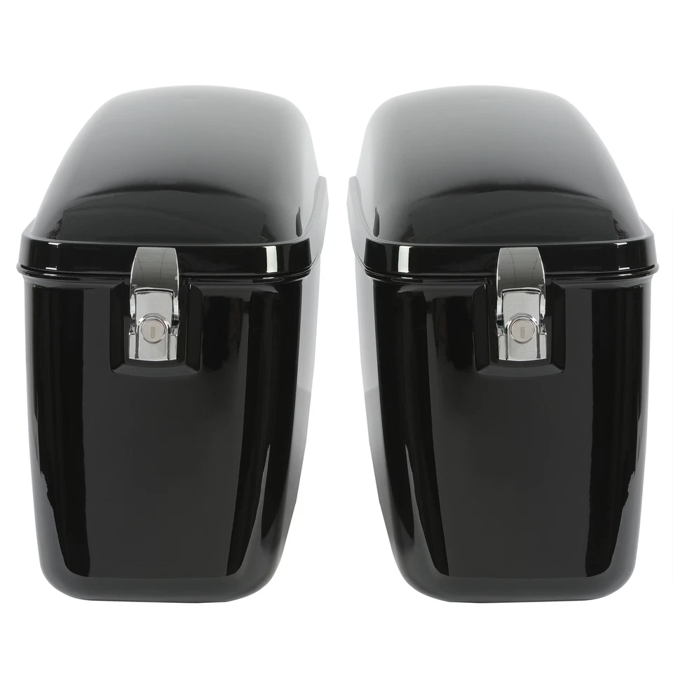 Maletero rígido grande negro vivo para Harley Davidson Honda Yamaha Cruiser Foto 2 de 4