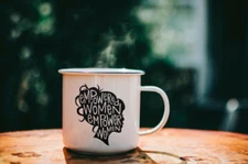 Coffee Mug Women Empower Black And White Glossy Premium Inspirational Enamel Mug