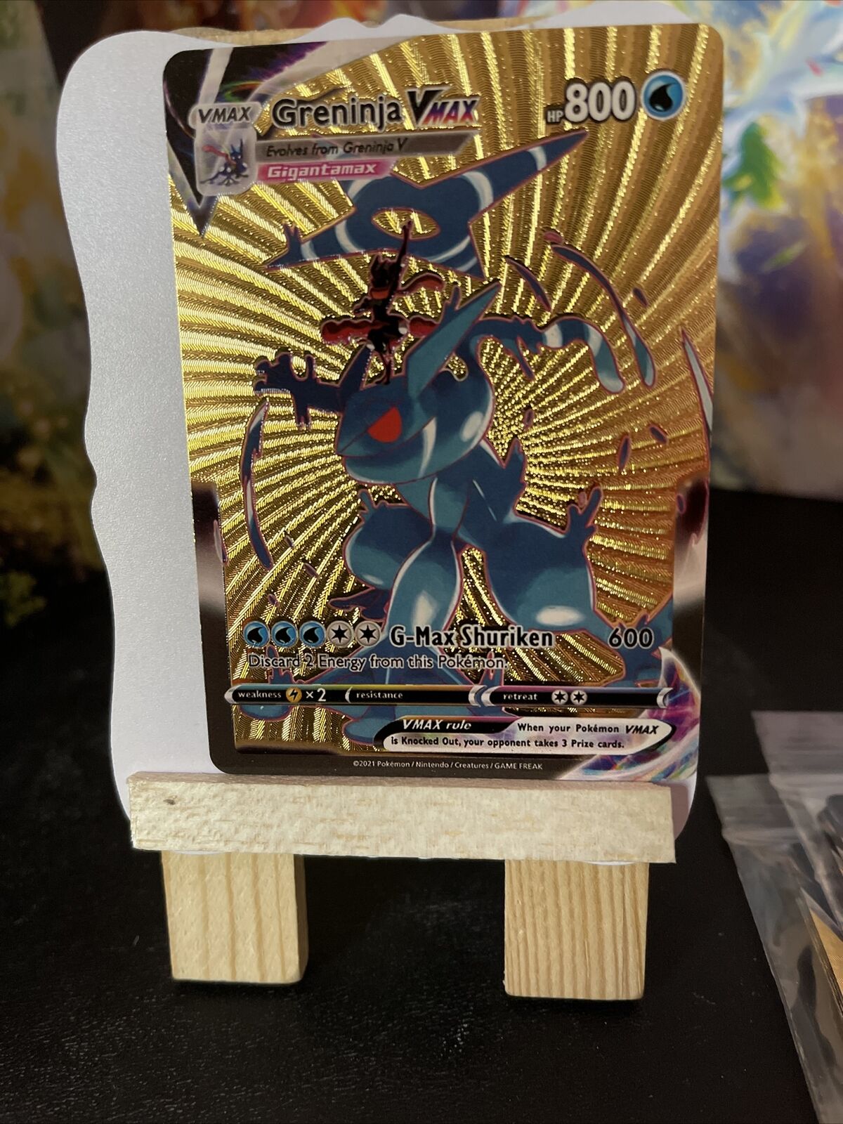 Greninja VMAX 🔥Fan Art 🔥Gold Foil Pokemon Card NM