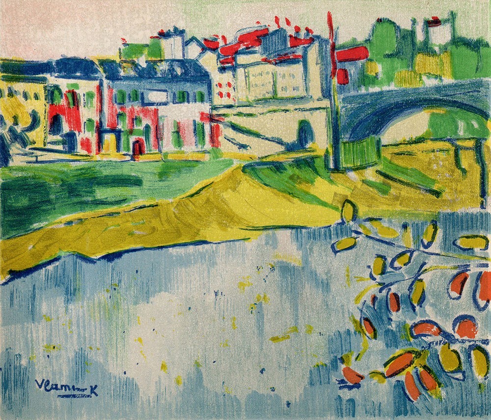Great 1958 VLAMINCK LIMITED SIGNED Color Lithograph The Chatou