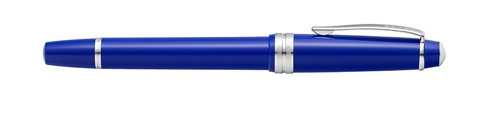 Cross Bailey Light Fountain Pen Blue Silver Clip Medium Nib Gift Box School Work