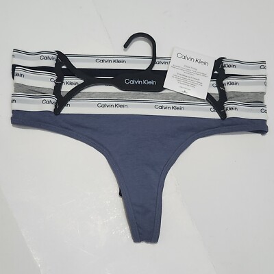 Calvin Klein Women's 3-Pack Cotton Stretch Thong Panties QP3274M901 Size Medium