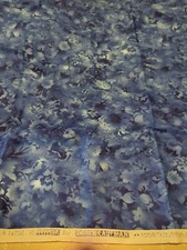 Robert Kaufman Floral Blue Batik Cotton Fabric By Half Yard