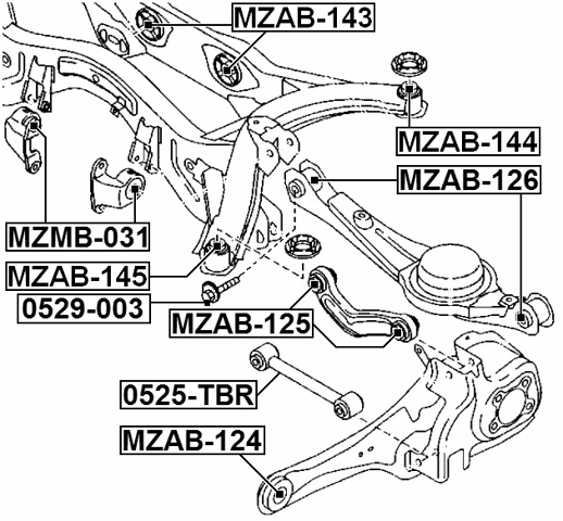 Crossmember Bushing FEBEST MZAB-143 OEM TE71-28-80X - Image 2 of 3