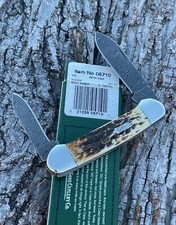 CASE XX ** 2008 BURNT AMBER RAINDROP DAMASCUS CANOE KNIFE KNIVES